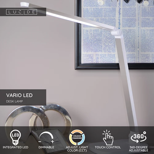 Lucide VARIO LED - Desk lamp - LED Dim. - CCT - 1x8W 2700K/6500K - White - USP